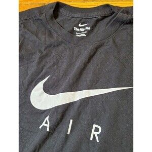 The Nike Tee Air Mens Size Large Black Cotton‎ Swoosh Crewneck T Shirt W4
